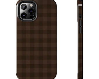 Brown Buffalo Check iPhone 17 Case, Protective Plaid Phone Cover
