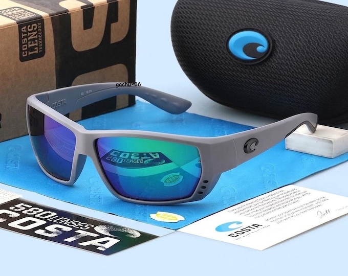 Costa Del Mar Tuna Alley Style Sunglasses: Polarized 580P, Unisex Wrap With Box