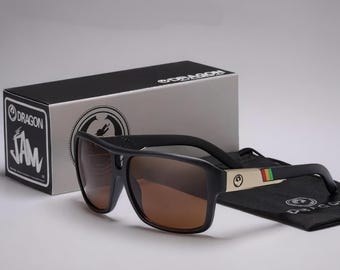 Vintage Dragon Alliance The Jam Sunglasses: Matte Black Frame, Brown Polarized Lens
