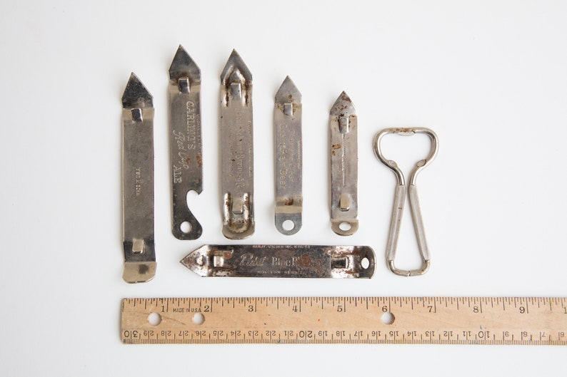 Assortment of 7 Different Vintage Beer Can Openers From the Etsy
