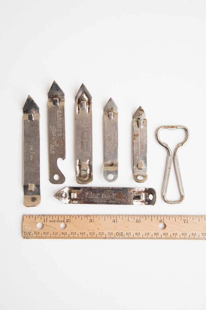 Assortment of 7 Different Vintage Beer Can Openers From the Etsy