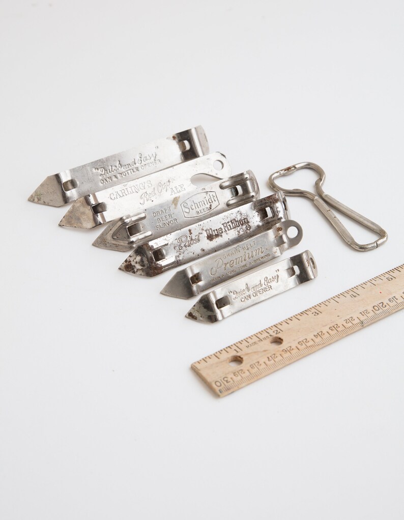 Assortment of 7 Different Vintage Beer Can Openers From the Etsy