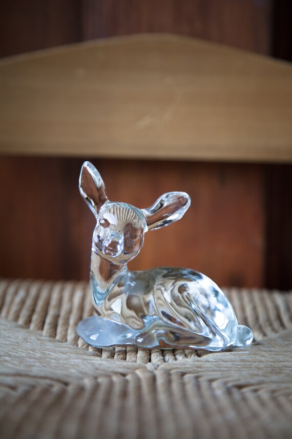 Fenton Vintage Clear Glass Deer Signed Fenton Fenton Deer Etsy