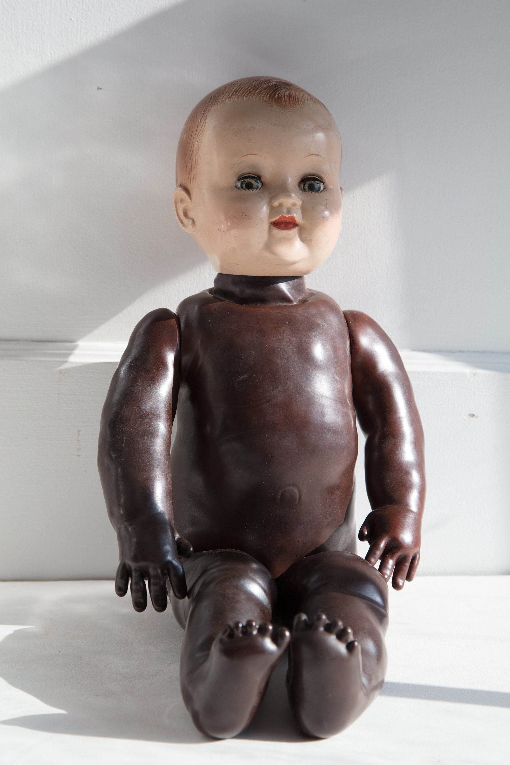 Antique Doll - 1940s - IDEAL Doll - Made in USA - Magic Skin - Sleeping Eyes - Jumper - Plastic Head - Vinyl Fabric Body