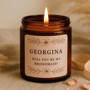 Personalized Bridesmaid Proposal Candle Gift for Wedding Party Keepsake Custom Name Bridal Gift for Maid of Honor Engagement Present