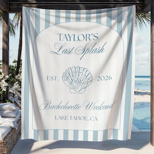 Last Splash Bachelorette Wall Tapestry Banner Personalized Last Toast on Coast Backdrop Bridal Shower Custom Decor Keepsake Bach Hen Party