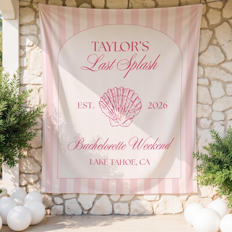 Last Splash Bachelorette Wall Tapestry Banner Personalized Last Toast on Coast Backdrop Bridal Shower Custom Decor Keepsake Bach Hen Party