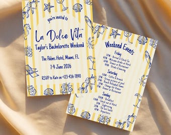 La Dolce Vita Bachelorette Digital Invitation Itinerary Weekend Coast Template Mediterranean Editable Canva Invite Bach Hen Party Girls Trip