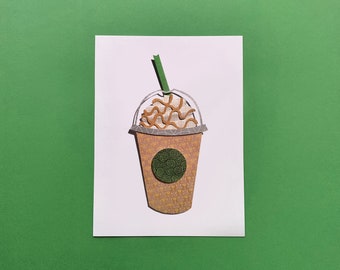 Paper Caramel Frappuccino Coffee - 5x7in Print