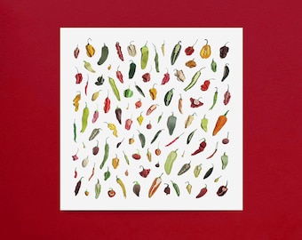 Paper Chile Peppers - 12x12in Print