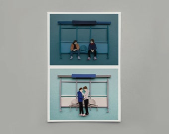 Skam France Lucas & Eliott Bus Papercut - Print