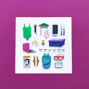 Eighth Grade Objects Papercut - PRINT 8x8in