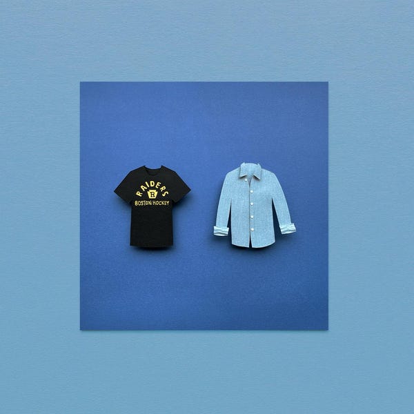 Hockey Couple Shirts PRINT - Cut Paper Art - 5x5