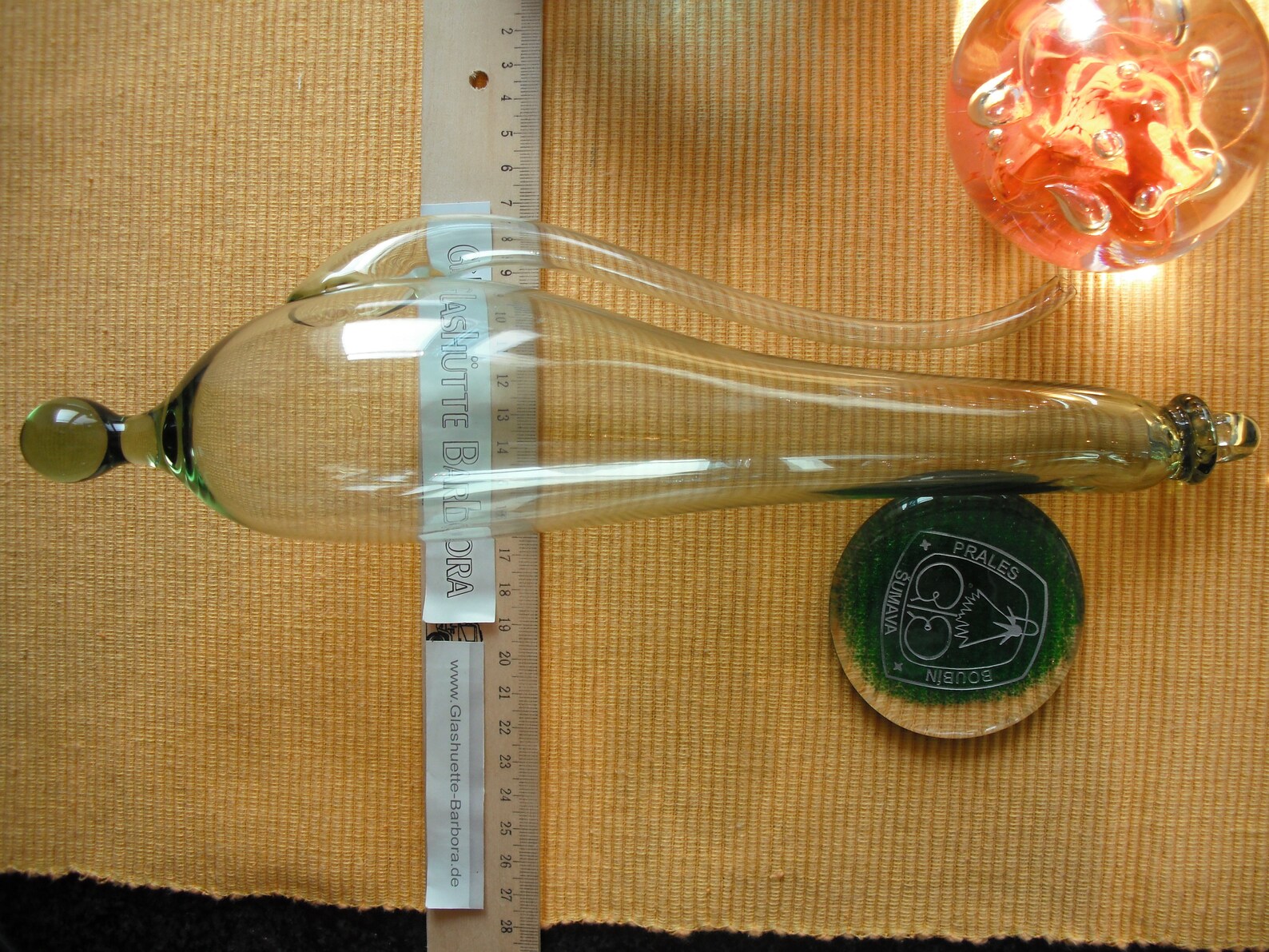 Handblown Weather Glass Goethe Barometer Greenish USA, Glaswork Barbora