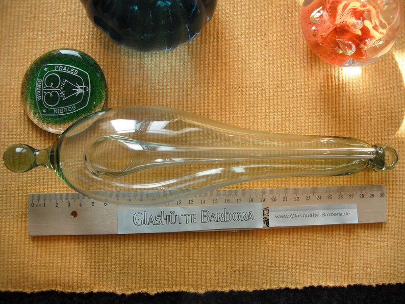 Handblown Weather Glass Goethe Barometer Greenish USA, Glaswork Barbora
