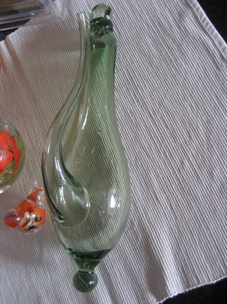 Handblown Weather Glass Goethe Barometer Greenish USA, Glaswork Barbora