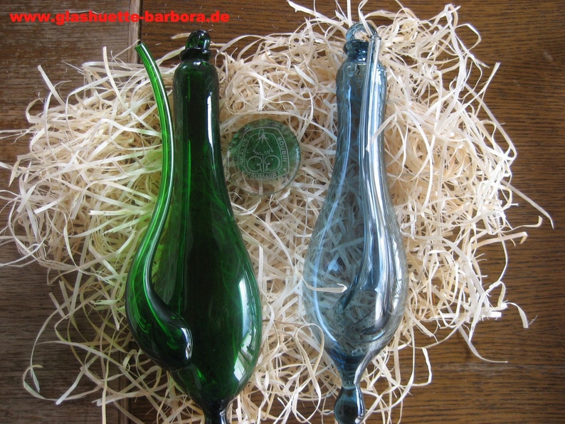 Handblown Weather Glass Goethe Barometer Deep Green USA, Glaswork
