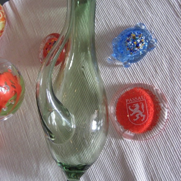 Handblown Weather Glass Goethe Barometer Greenisch light USA, Glaswork Barbora Czech Republic