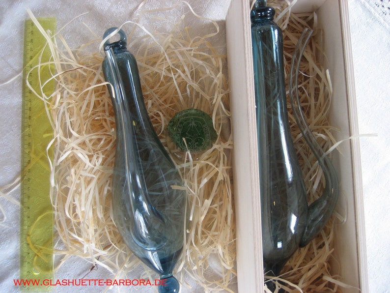 Handblown Weather Glass Goethe Barometer Deep Green USA, Glaswork