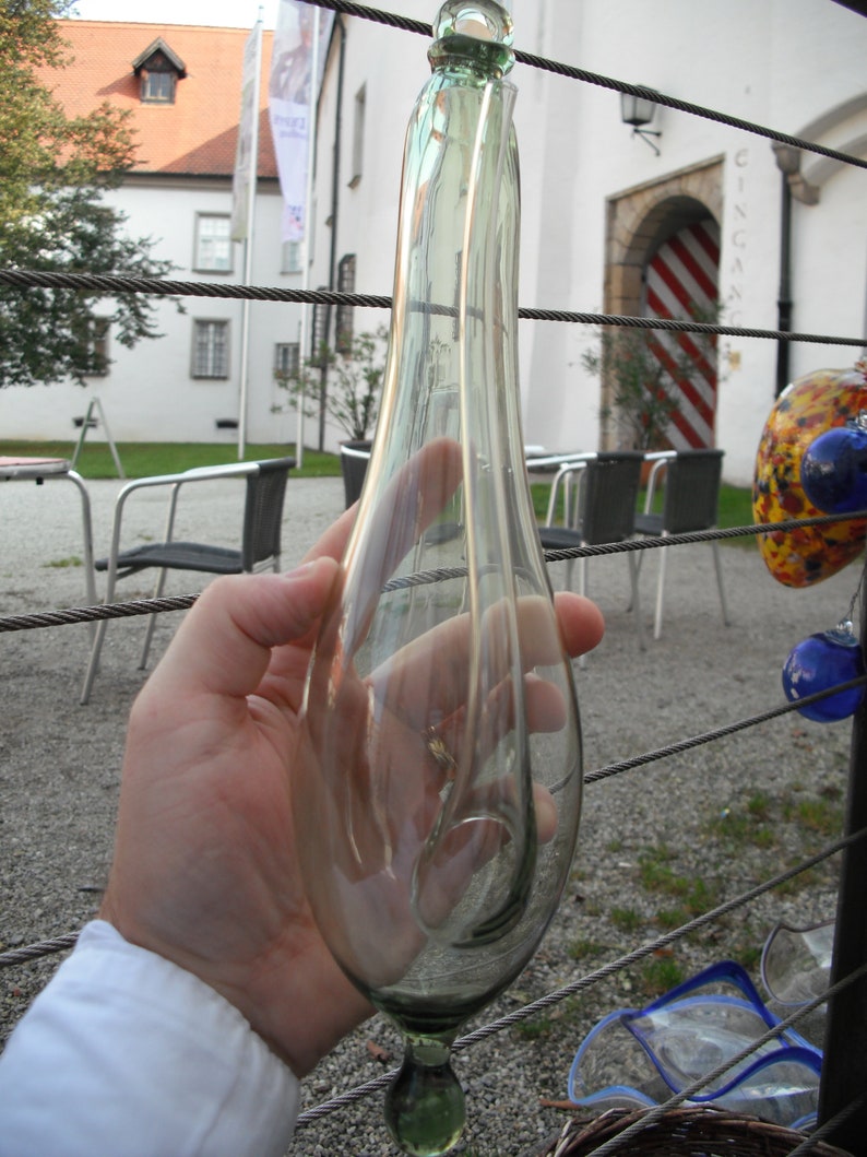 Handblown Weather Glass Goethe Barometer Greenish USA, Glaswork Barbora