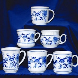 6 tazas originales Bohemia Blue Onion para café o té, ideales para Shamyla o para ti. ¡Juego de 6! Taza Bohemia.