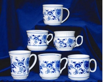6 x Zwiebelmuster オリジナル ボヘミア ブルーオニオン コーヒー