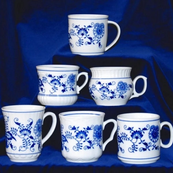 6 x Zwiebelmuster Original Bohemia Blue Onion Kaffee oder Teebecher Platzierung für Shamyla oder für Dich !!! Set aus 6 Stück !!!