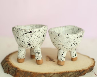 Black and White Splash Salt and Pepper Pinch Bowls- Ceramic Salt and Pepper Set- Splash Salt and Pepper Set- Set of Two- Modern Pinch Bowls