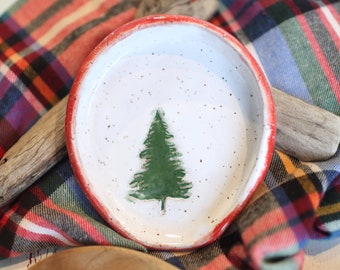 Christmas Tree Spoon Rest- Holiday Spoon Rest- Ceramic Spoon Rest