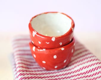 Mushroom Snack Bowls- Ceramic Snack Bowls- Set of Two- Small Snack Bowls