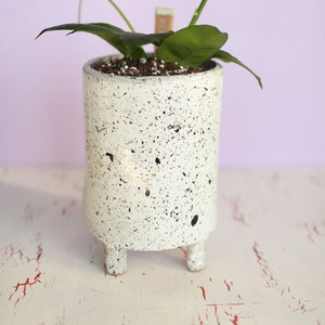 Black and White Splash Planter- Ceramic Planter- Indoor Planter- Footed Planter- Handmade Planter