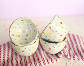 Polka Dot Snack Bowls- Ceramic Snack Bowls- Ceramic Ramekins- Set of Two