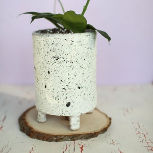 Black and White Splash Planter Ceramic Planter Indoor Planter Footed Planter Handmade Planter image 2