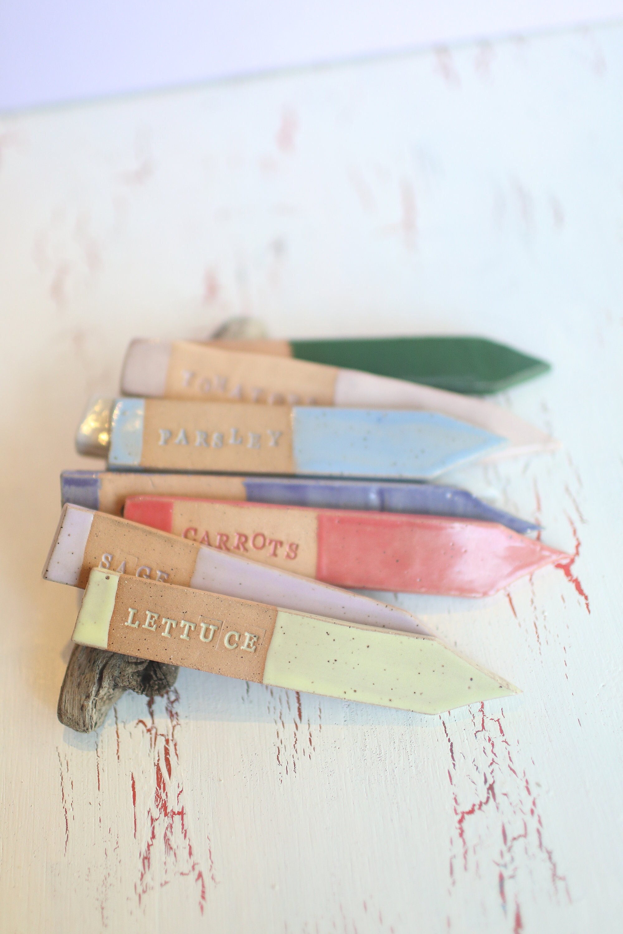 Ceramic Garden Labels -Set of Garden Stakes- Herb Labels- Garden Decorations