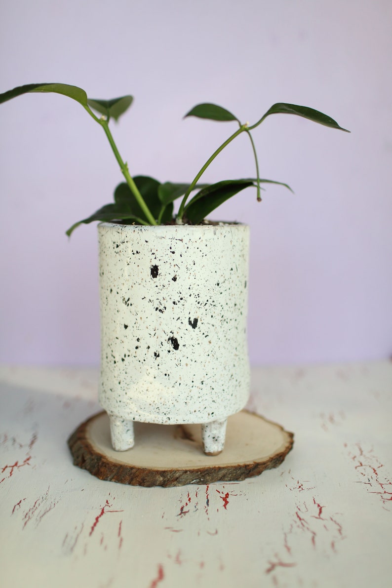 Black and White Splash Planter Ceramic Planter Indoor Planter Footed Planter Handmade Planter image 7