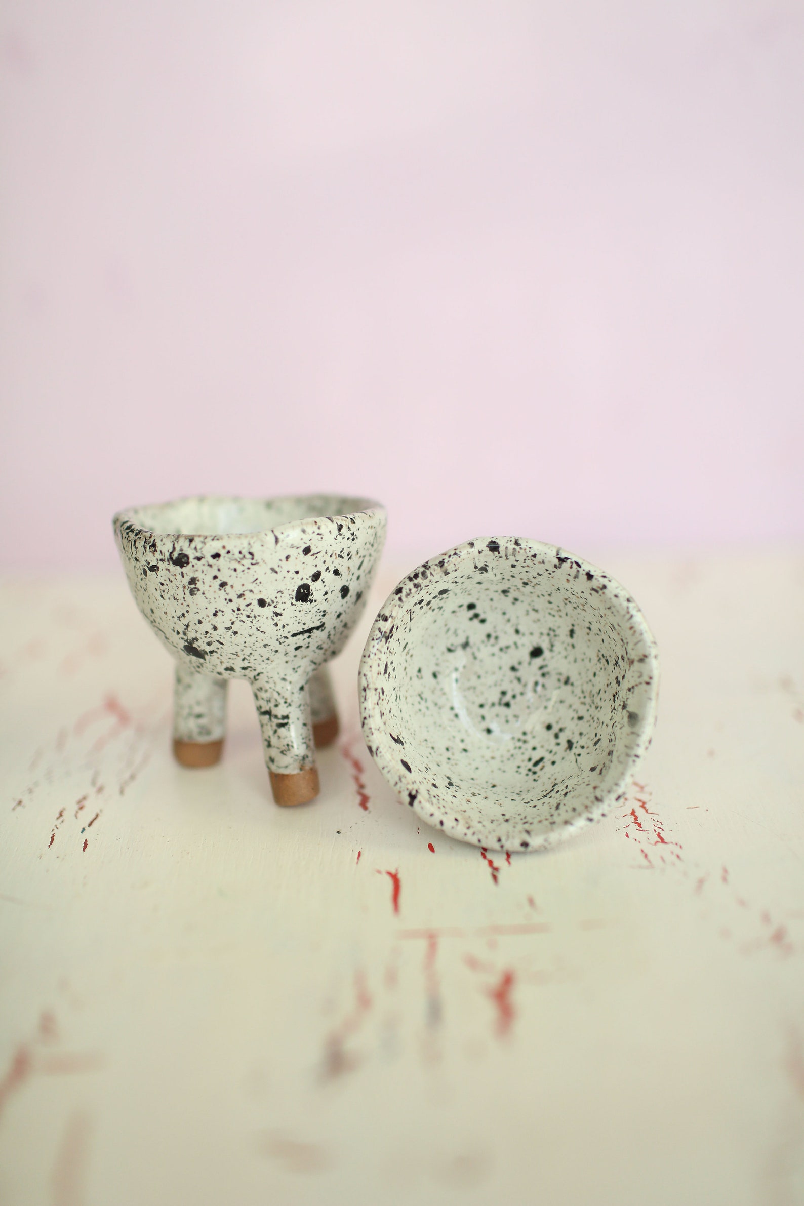Black and White Splash Salt and Pepper Pinch Bowls Ceramic Etsy