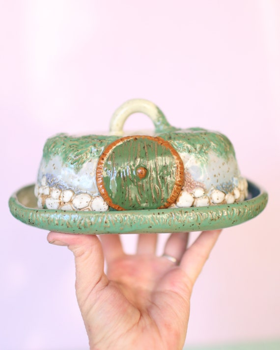Hobbit Butter Dish- The Shire- Handmade Ceramic Butter Dish- Bilbo Baggins- Bag End- LOTR Butter Dish