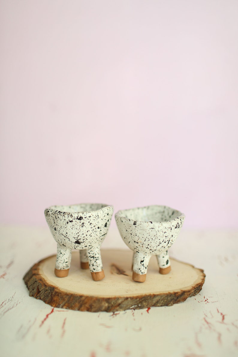 Black and White Splash Salt and Pepper Pinch Bowls Ceramic Etsy