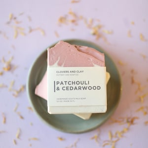 Patchouli and Cedarwood Goats Milk Soap- Pure Ingredients- Artisan Soap- Handmade Cold Pressed Soap- Goats Milk Soap