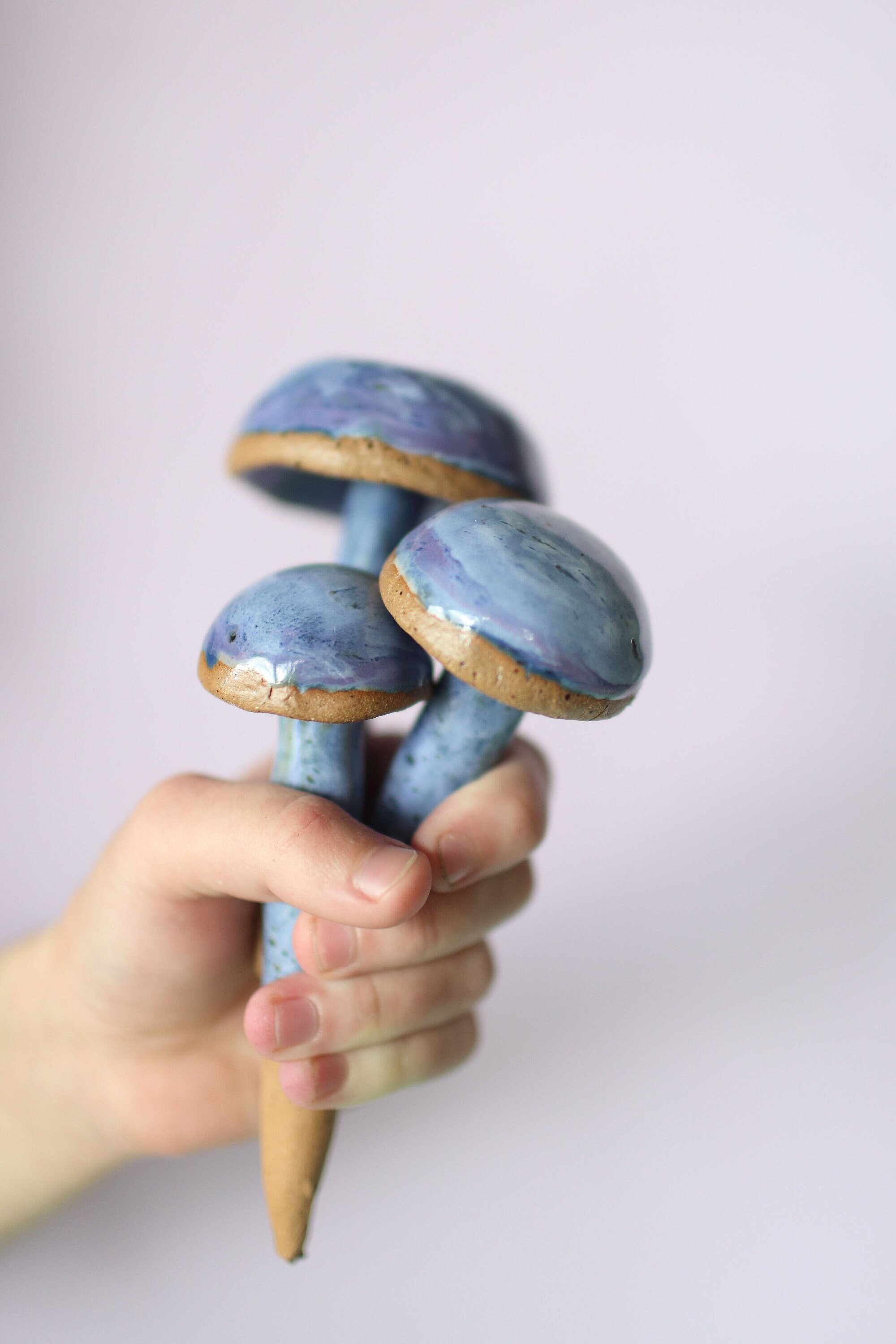 Indigo Mushroom Stakes Indigo Milk Caps Ceramic Garden | Etsy