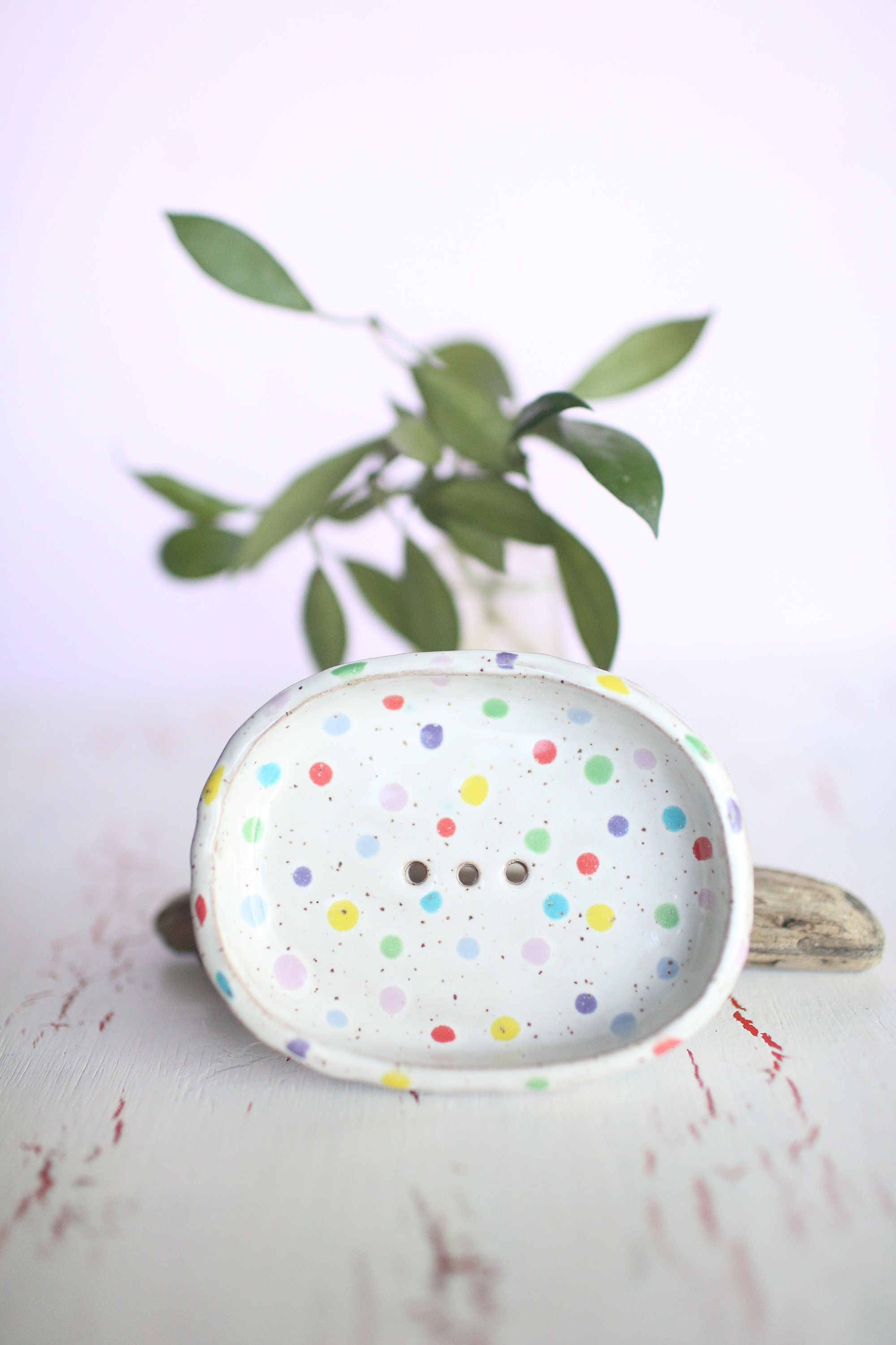 Porte-Savon Ovale à Pois - Poterie Faite La Main Plats Pois