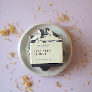 Tea Tree and Mint Goats Milk Soap- Pure Ingredients- Artisan Soap- Handmade Cold Pressed Soap- Goats Milk Soap