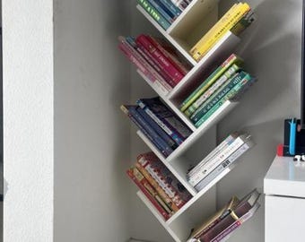 Estantería de árbol de 10 niveles: moderna estantería de madera para espacios pequeños