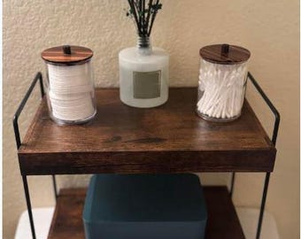 Bathroom Counter Organizer or Kitchen Rack – 2 Tier & 3 Tier Rustic Wooden Shelf, Farmhouse Countertop Storage for Spices, Toiletries  Decor