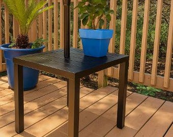 Patio Bistro Table – Modern Outdoor Side Table, Black Metal Patio Table for Balcony, Garden, Porch, or Poolside Seating