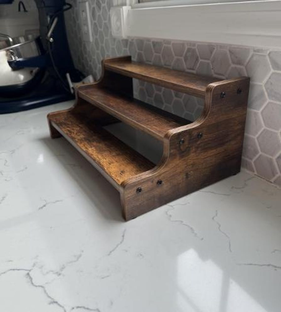 3-tier Rustic Wooden Spice Rack Handmade Kitchen Countertop | Wooden ...