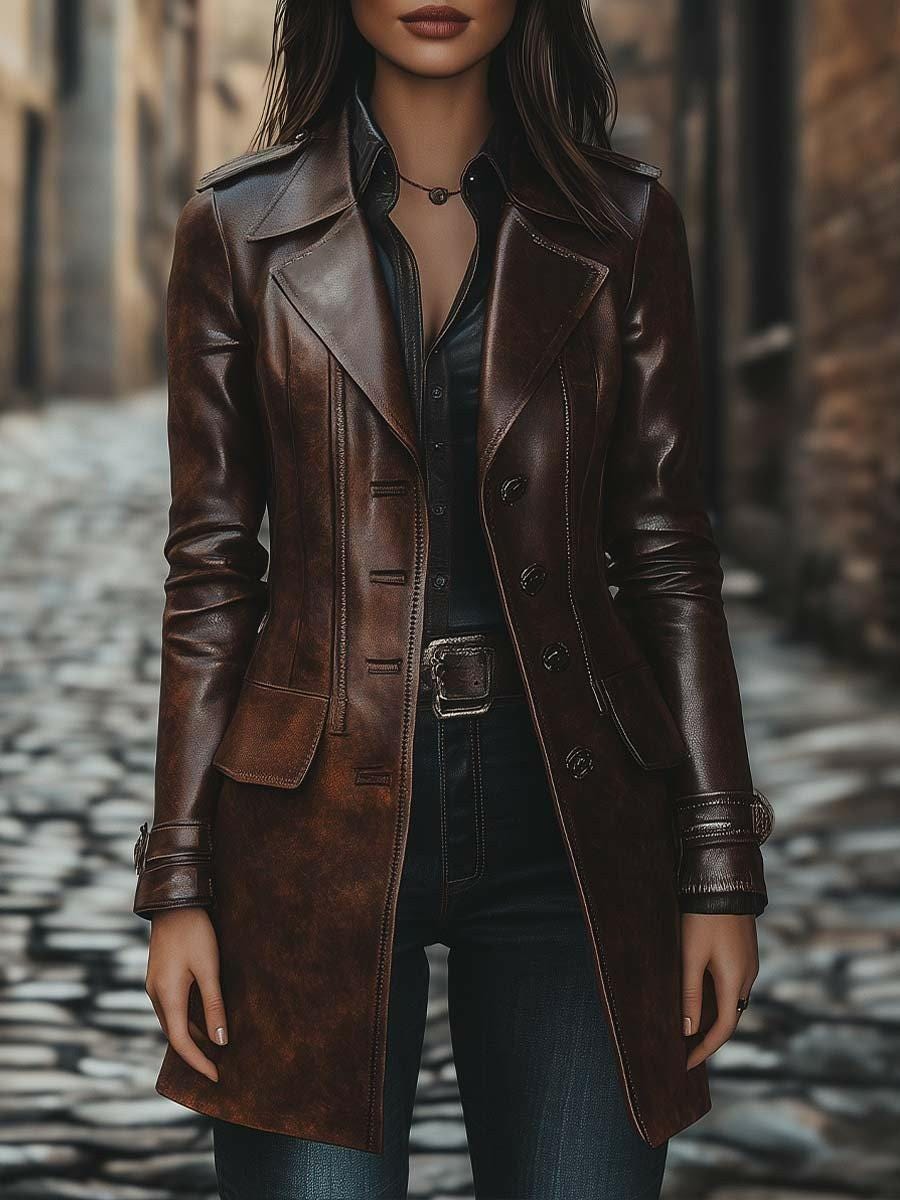 Leather Lapel Jacket - Etsy