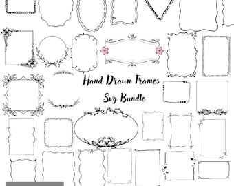 Hand Drawn Frames SVG Bundle: Whimsical Borders, Clipart (Digital Download)