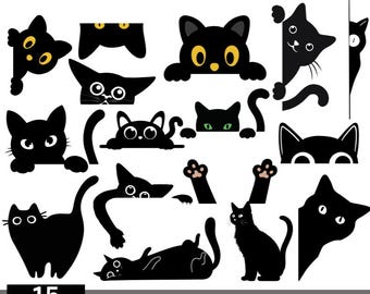 Peeking Cat Clipart Bundle, Kitten Graphics, Cricut Cut Files (Digital Download)