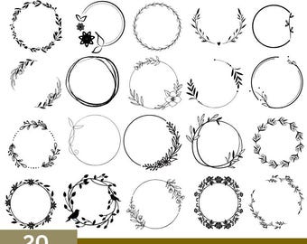Floral Circle Frame SVG Bundle: Wedding Wreath Designs (Digital Download)